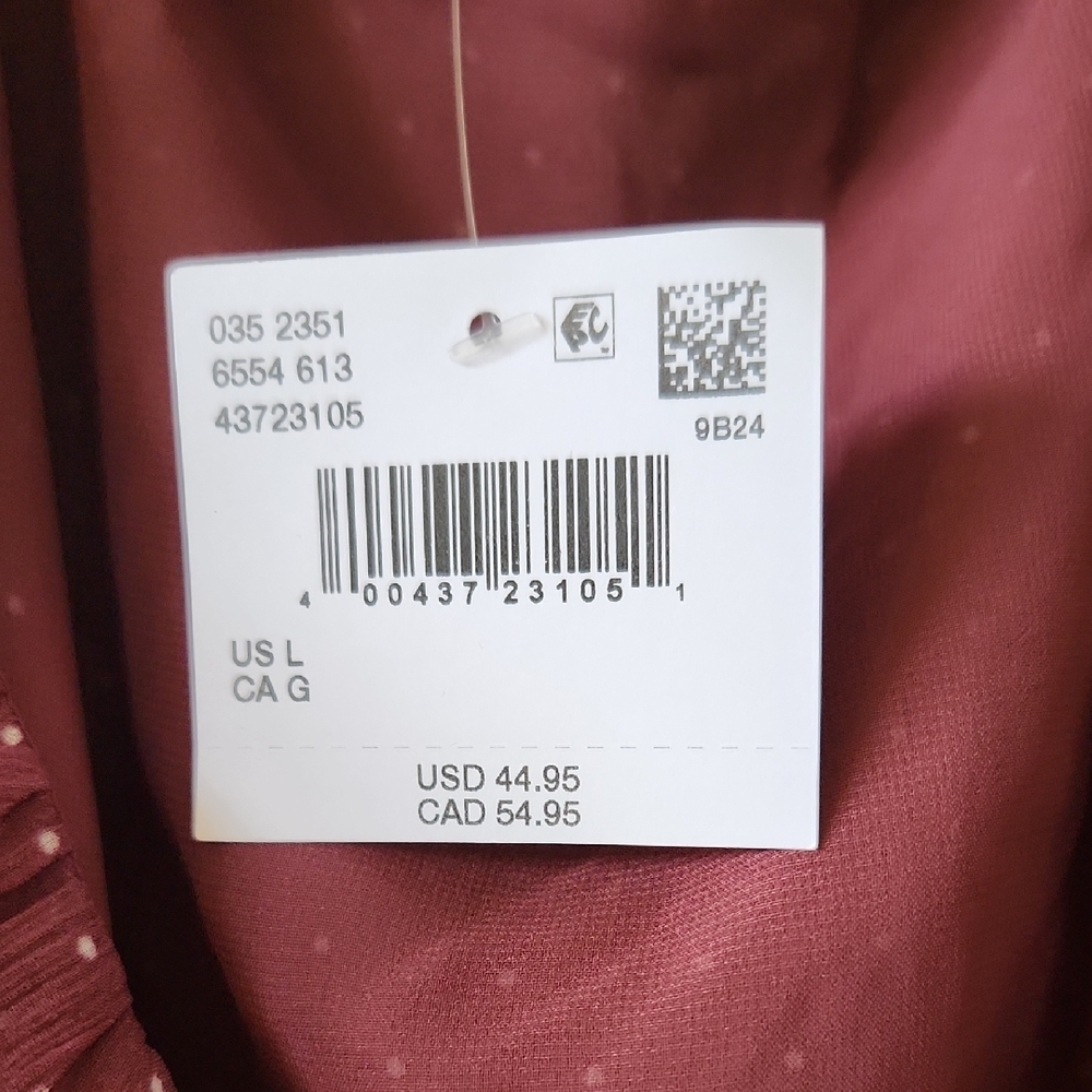 American Eagle Outfitters Maroon Ruffle Blouse - L - Picture 4 of 5